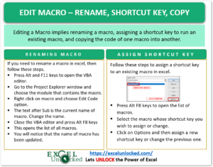 infographics edit a macro rename shortcut key or copy a macro