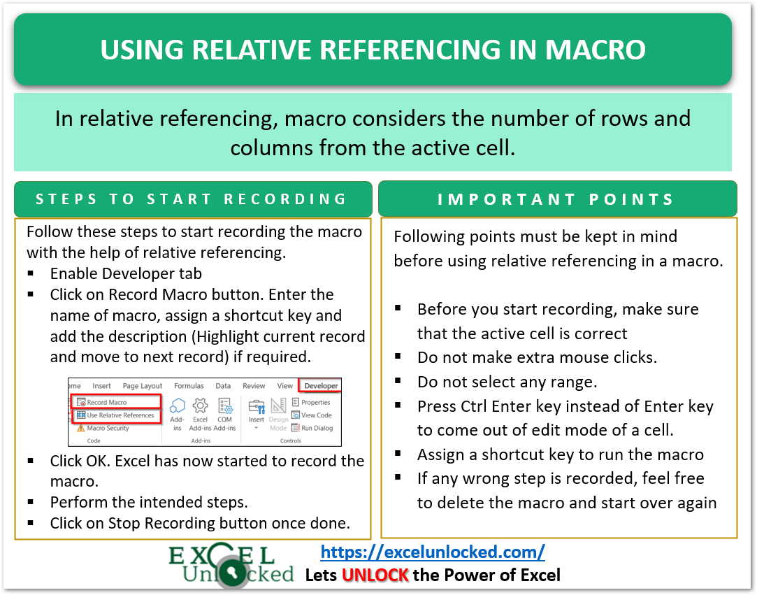 Relative Referencing In Excel Macro Example Excel Unlocked