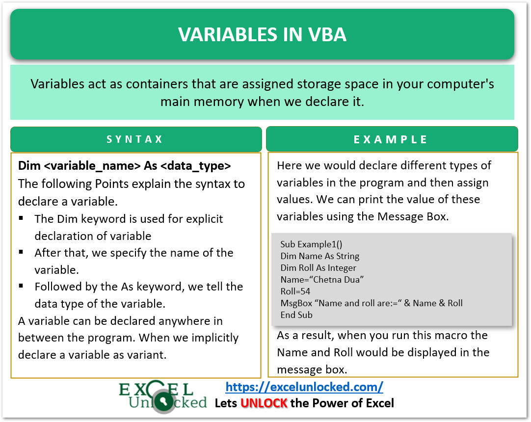 How To Set A Public Variable In Vba