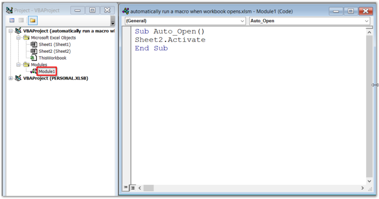 Run a macro when workbook is opened excel unlocked