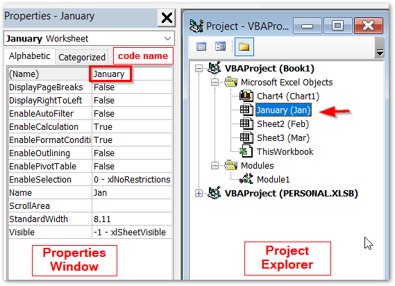 change the code name for worksheet