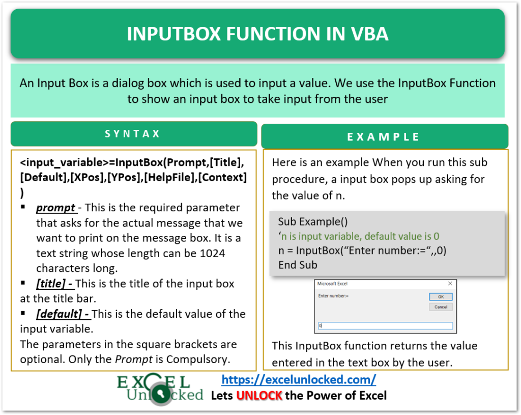 Input Box Syntax In Vba