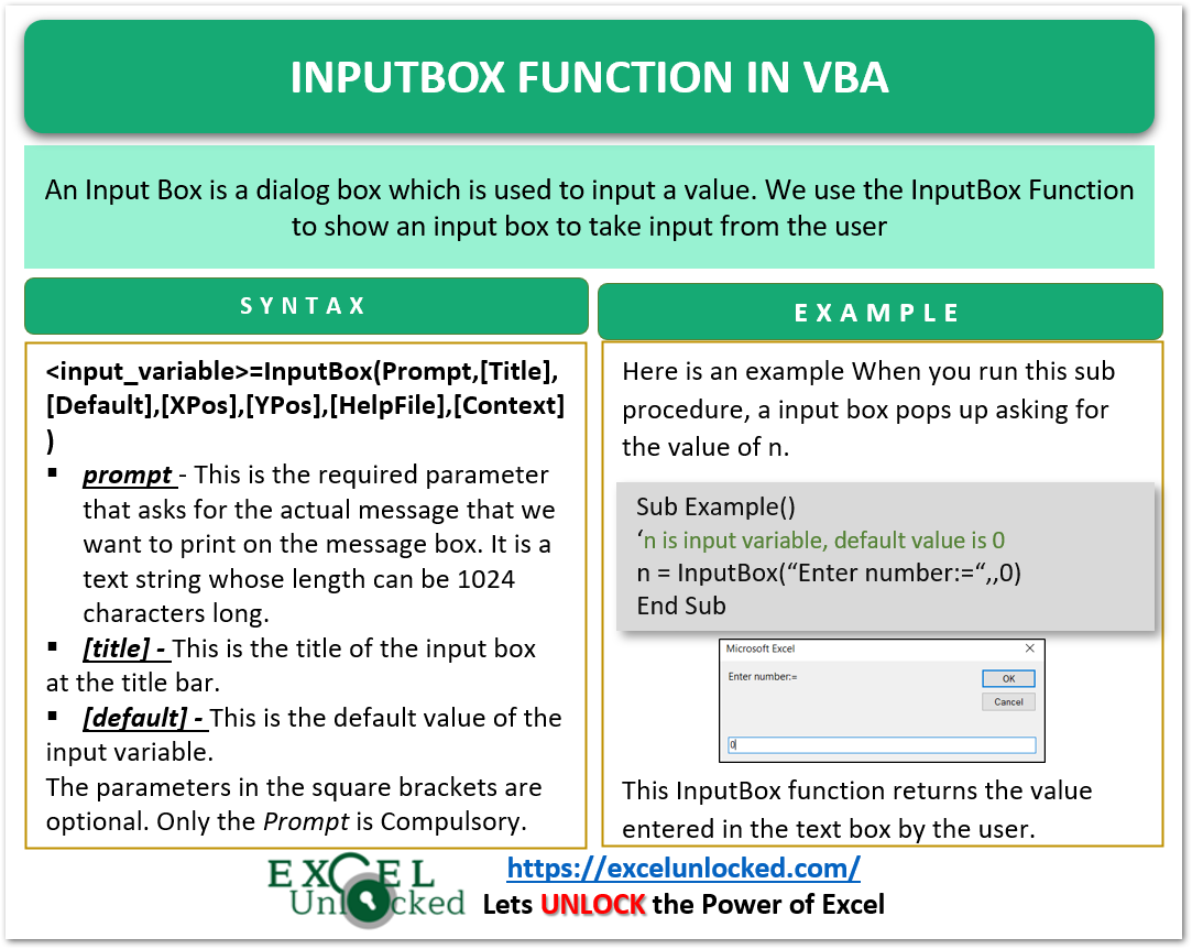 Inputbox Function Vba Syntax And Examples Excel Unlocked 0444