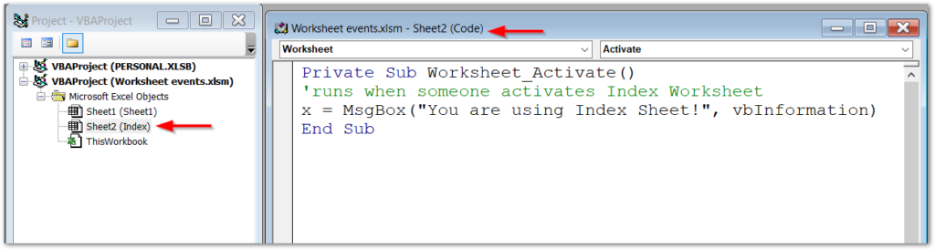 Excel Vba Worksheet Activate Event Not Firing