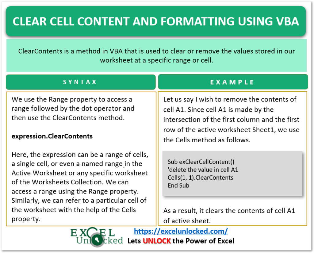 Excel Macro Clear Cell Contents Button