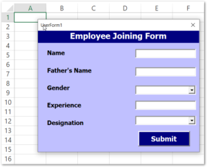 Employee Joining User Form - VBA Project Excel - Excel Unlocked