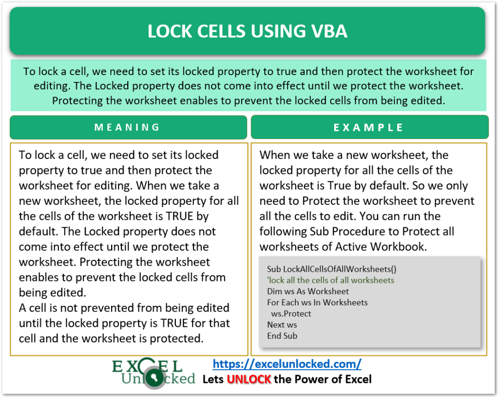 Lock All Cells In Excel Vba