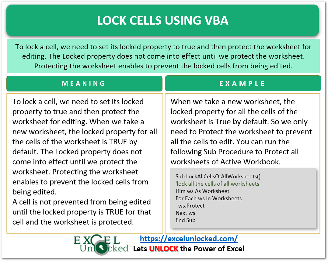 Lock Cells Using VBA - Excel Unlocked