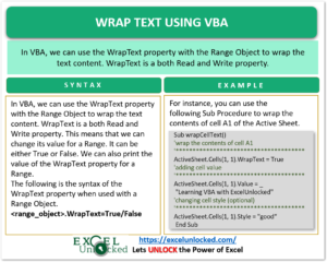 Wrap Text Using VBA - Examples - Excel Unlocked