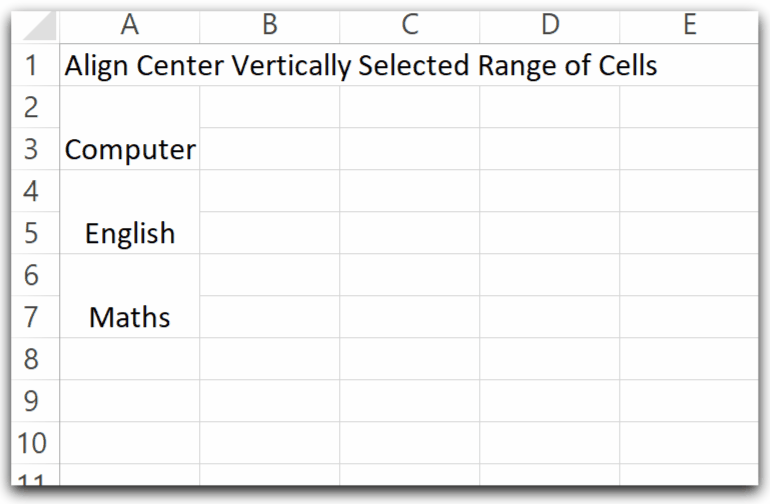 vertically align the selected cells to center using VBA